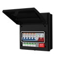 Live Electrical AGU8-SR/B 8 Way IP65 Black Metal Garage Unit with 100A Main Switch, 5x Type A SP RCBOs B Curve & 20/40kA DP Type 2 SPD