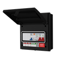 Live Electrical AGU8-SRTB/B 8 Way IP65 Black Metal Garage/EV Charging Unit with 100A Main Switch, 40A Type A DP RCBO B Curve & 20/40kA DP Type 2 SPD