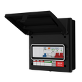 Live Electrical AGU8-SRTC/B 8 Way IP65 Black Metal Garage/EV Charging Unit with 100A Main Switch, 40A Type A DP RCBO C Curve & 20/40kA DP Type 2 SPD