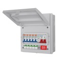 Live Electrical AGU8-SR/W 8 Way IP65 White Metal Garage Unit with 100A Main Switch, 5x Type A SP RCBOs B Curve & 20/40kA DP Type 2 SPD