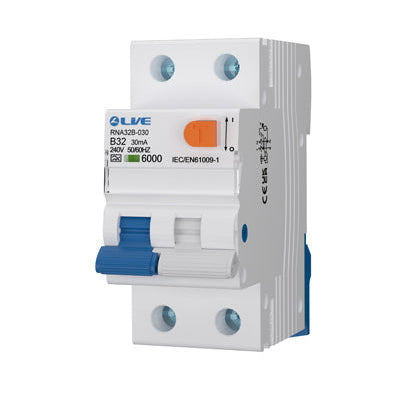 Live Electrical Double Pole 6kA B Curve 30mA Bidirectional RCBO Type A