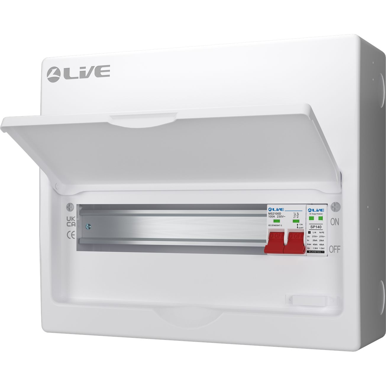 Live Electrical LSMC14S-SP 14 Module Metal SRN Consumer Unit with 100A Main Switch and SPD