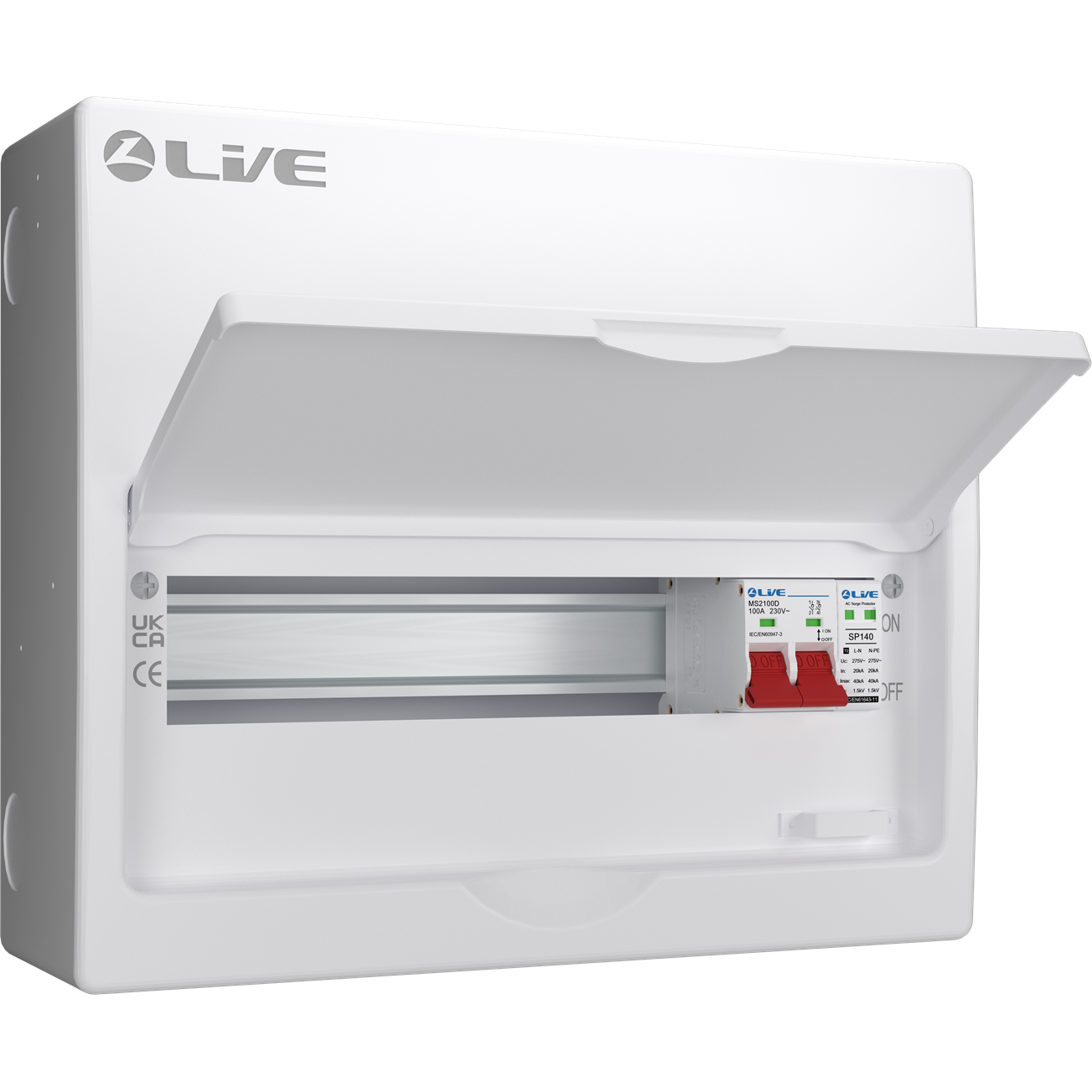 Live Electrical LSMC14S-SP 14 Module Metal SRN Consumer Unit with 100A Main Switch and SPD
