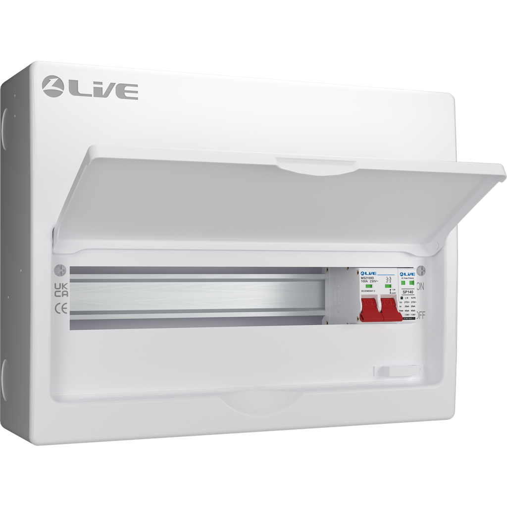 Live Electrical LSMC16S-SP 16 Module Metal SRN Consumer Unit with 100A Main Switch and SPD