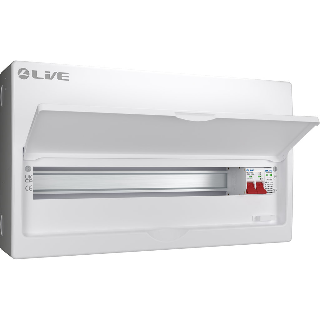 Live Electrical LSMC22S-SP 22 Module Metal SRN Consumer Unit with 100A Main Switch and SPD