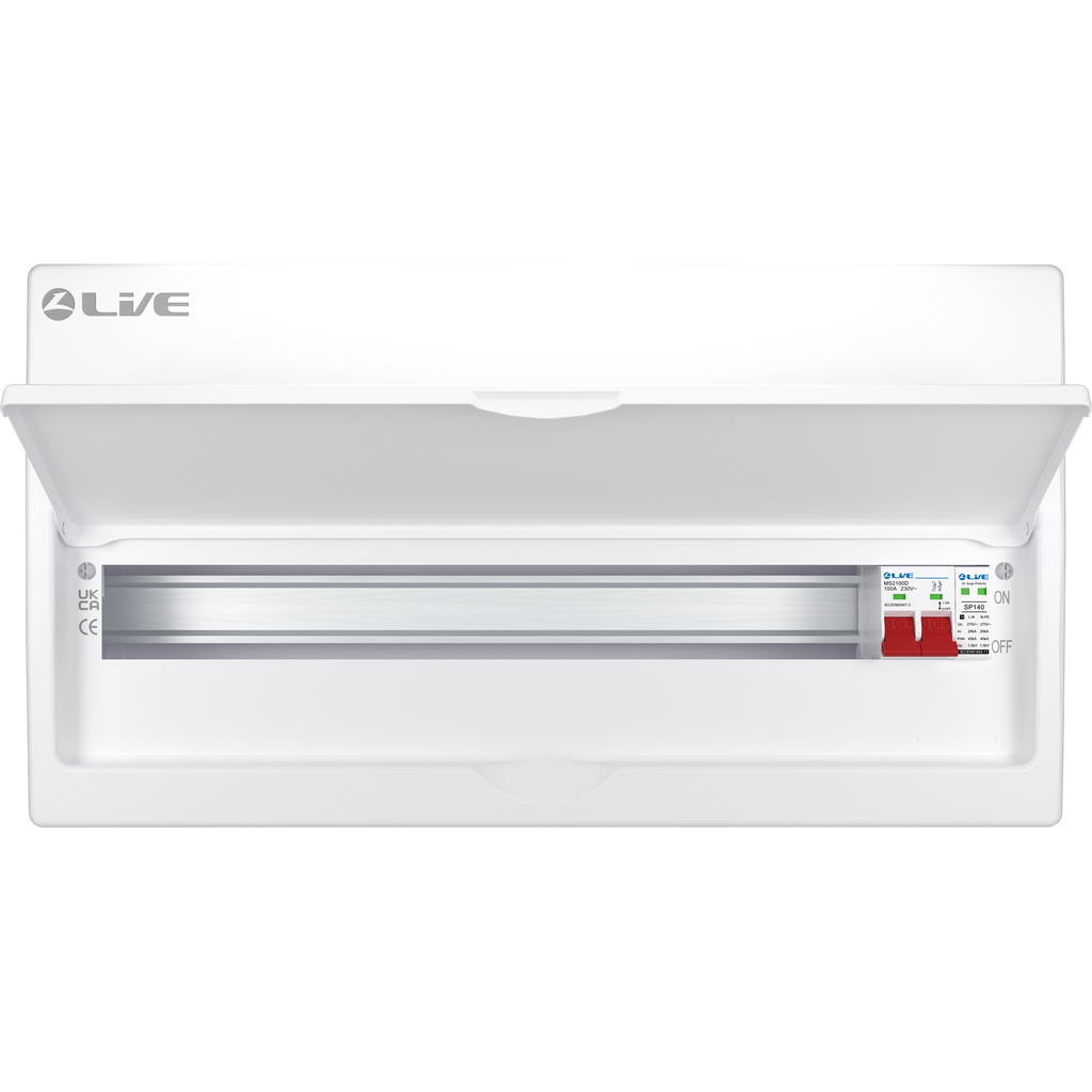 Live Electrical LSMC24S-SP 24 Module Metal SRN Consumer Unit with 100A Main Switch and SPD