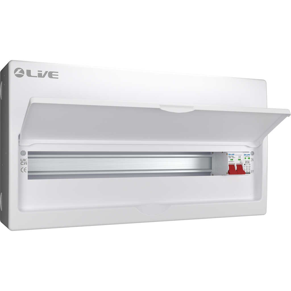 Live Electrical LSMC24S-SP 24 Module Metal SRN Consumer Unit with 100A Main Switch and SPD