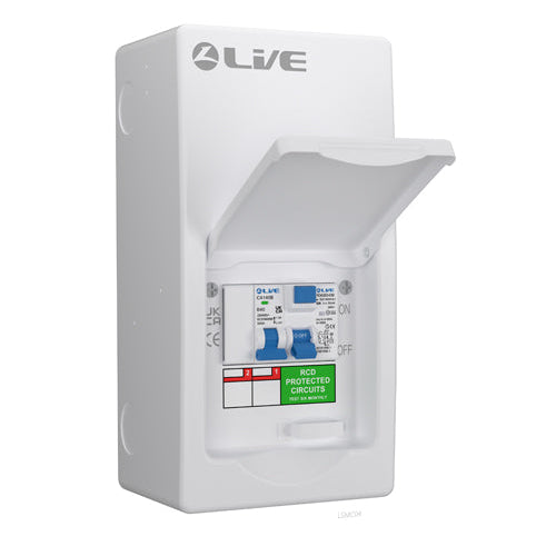 Live Electrical LSSU6340 4 Way IP40 Metal Shower Unit with 63A 30mA Type A RCD, B40A MCB