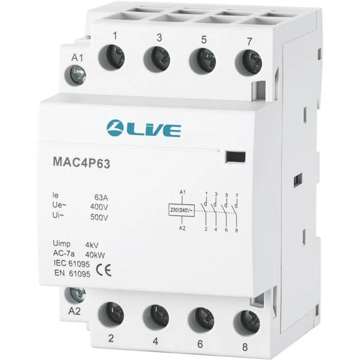 Live Electrical MAC4P40 4 Pole 40A Modular AC Contactor