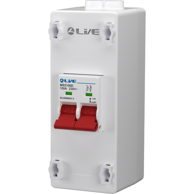 Live Electrical PEN2100D 2 Way Plastic Enclosure with 100A DP Main Switch