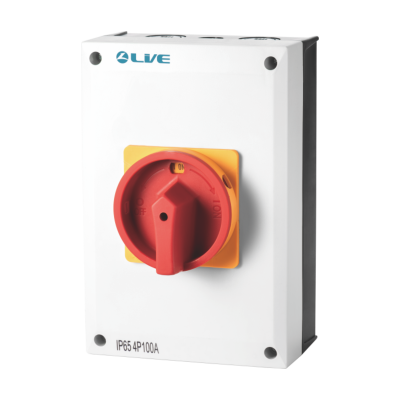 Live Electrical RI4100 4 Pole 100A AC IP65 Weatherproof Rotary lsolator Switch