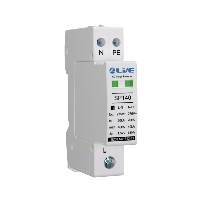 Live Electrical SP1401P+N/1 Single Module 20kA/40kA Type 2 Surge Protection Device (SPD) with Neutral & Earth Cables