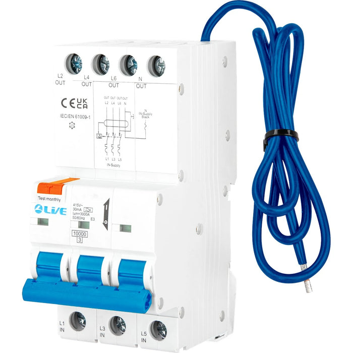 Live Electrical Three Phase 3P+N 10kA B Curve 10kA 30mA RCBO Type A