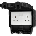 Live Electrical WJ2G2P-B Weatherproof IP66 2 Gang 13A Double Pole Switched Socket - Black